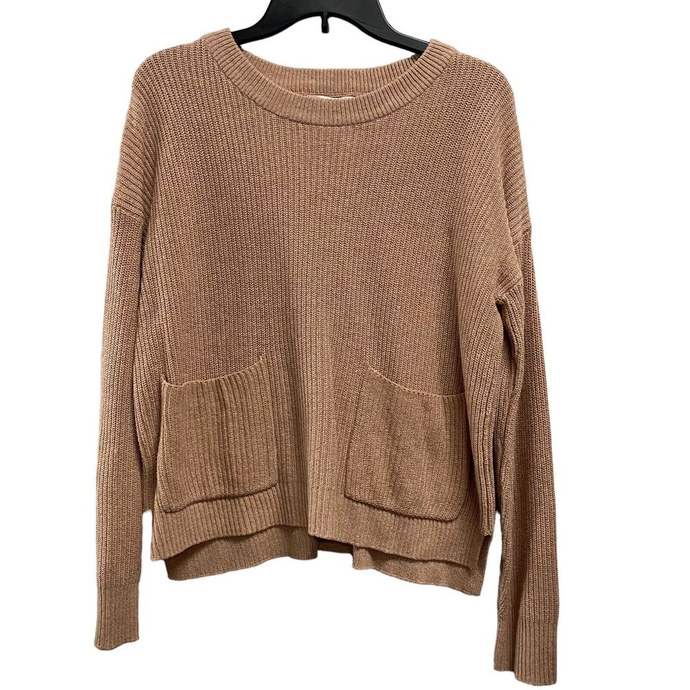 Madewell Sweater‎ Womens Small Beige Cable Knit Pullover Long Sleeve Pocket